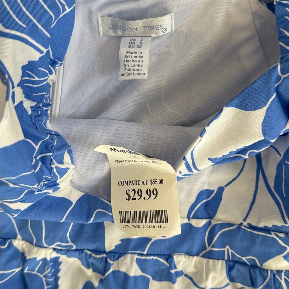 London Times Blue and White Floral Maxi Dress - Picture 3 of 4